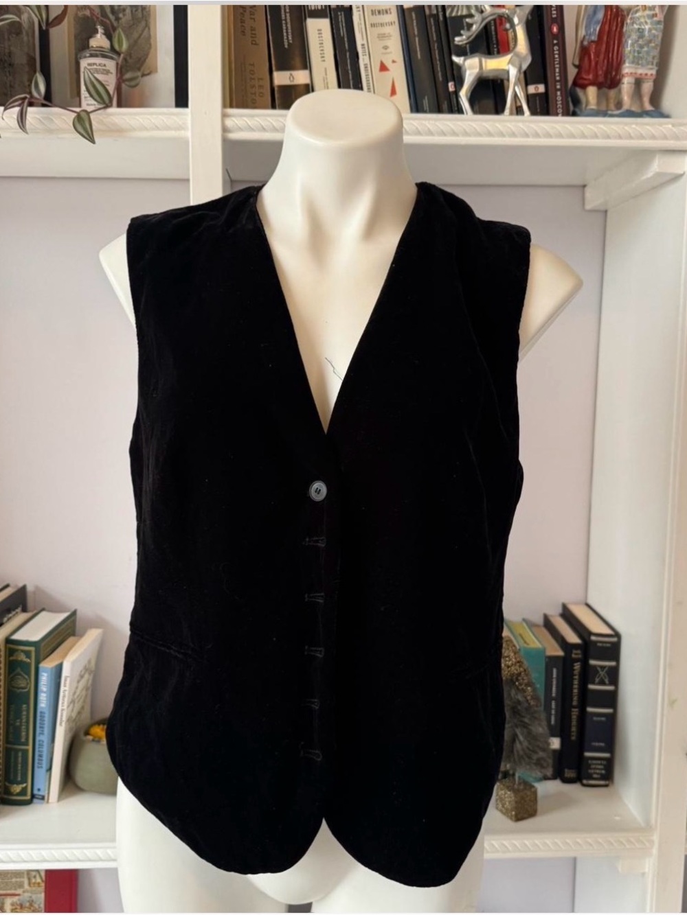 Zara Black Velvet Button-Front Vest